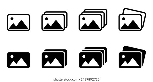 Icono de Web de Galería. Signo de Imagen. Símbolo fotográfico. Pictograma de la cámara. Ilustración de imagen digital.