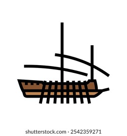 galley ancient ship color icon vector. galley ancient ship sign. isolated symbol illustration