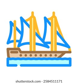 galley ancient ship color icon vector. galley ancient ship sign. isolated symbol illustration