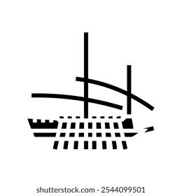 galley ancient ship glyph icon vector. galley ancient ship sign. isolated symbol illustration