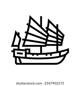 galley ancient ship line icon vector. galley ancient ship sign. isolated contour symbol black illustration