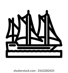 galley ancient ship line icon vector. galley ancient ship sign. isolated contour symbol black illustration