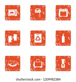Galley icons set. Grunge set of 9 galley vector icons for web isolated on white background