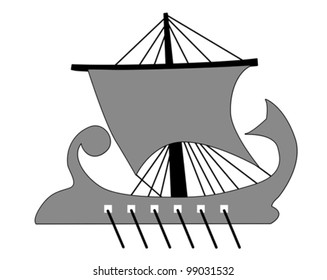 galley silhouette on white background, vector illustration