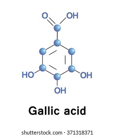Gallic acid is a trihydroxybenzoic acid, a type of phenolic acid, is a weak carbonic anhydrase inhibitor. Vector chemical structure.