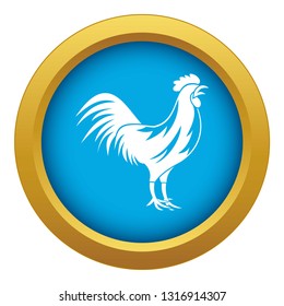 Gallic rooster icon blue vector isolated on white background for any design