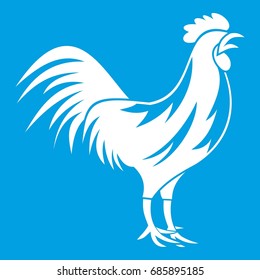 Gallic rooster icon white isolated on blue background vector illustration