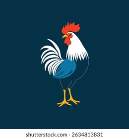 Gallic Rooster National Symbol of France Vector Illustration in Blue White Red French Flag Colors Stylized Cockerel Icon for French Culture Heritage and Sporting Events Design Element