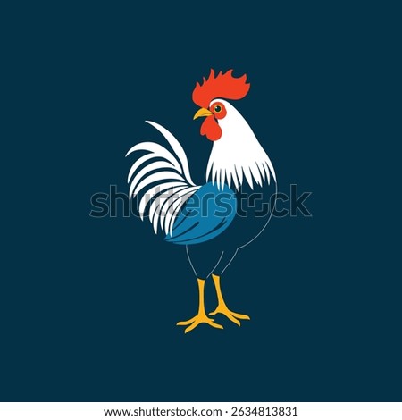 Gallic Rooster National Symbol of France Vector Illustration in Blue White Red French Flag Colors Stylized Cockerel Icon for French Culture Heritage and Sporting Events Design Element