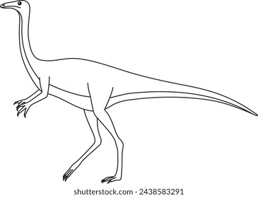 Gallimimus coloring page. Cute flat dinosaur isolated on white background