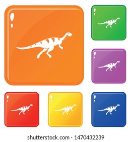 Gallimimus dinosaur icons set collection vector 6 color isolated on white background