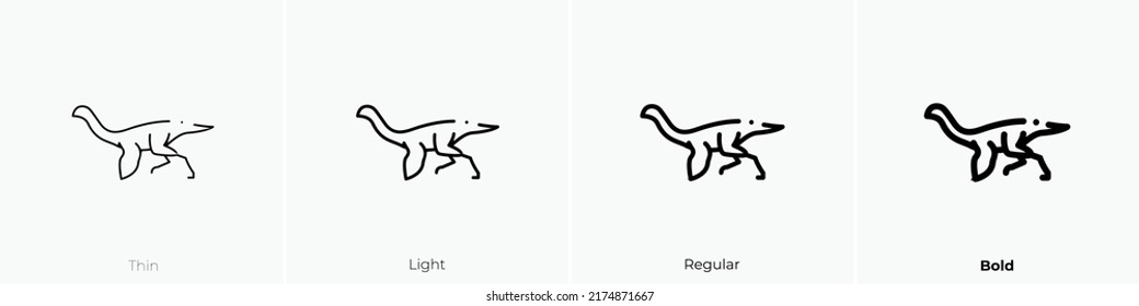 gallimimus icon. Thin, Light Regular And Bold style design isolated on white background