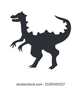 Dinossauro de silhueta preta do vetor Gallimimus isolado no fundo.