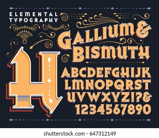 Gallium & Bismuth es un diseño original de tipo y tratamiento 3d. Este archivo incluye todas las mayúsculas, números, algunos signos de puntuación y varios elementos de diseño hermosos.