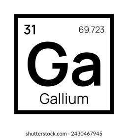 Gallium chemical element of the periodic table. Vector isolated symbol Ga