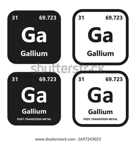 Gallium Element vector symbol with atomic number, atomic mass and chemical group block