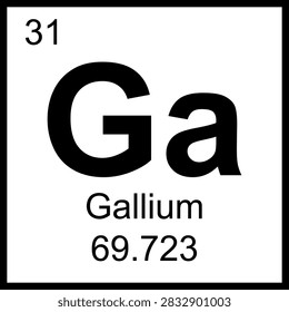 Gallium periodic table element chemistry symbol. Vector Gallium atom gas icon