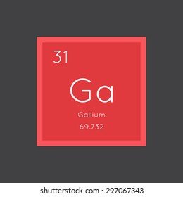 Gallium simple style tile icon. Chemical element of periodic table. Vector illustration EPS8
