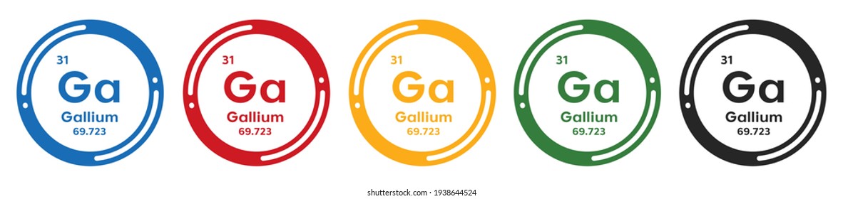 Juego de símbolos de gallio. ilustración vectorial de diseño plano en 5 colores opciones de diseño web
