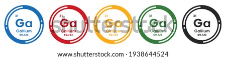 Gallium symbol set. flat design vector illustration in 5 colors options for webdesign