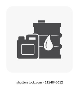 Gallon and barrel container icon. Used as container for storage and standard size of measure both capacity or weight of liquid i.e. water, oil, lubricant for engine, motor or car.  Vector icon design.