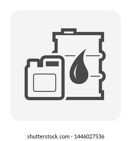 Gallon and barrel container icon. Used as container for storage and standard size of measure both capacity or weight of liquid i.e. water, oil, lubricant for engine, motor or car.  Vector icon design.