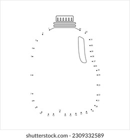 Gallon Of Milk Icon Connect The Dots, Big Plastic Bottle, Milk Container Vector Art Illustration, Puzzle Game Containing A Sequence Of Numbered Dots
