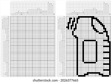 Gallon Of Milk Icon Nonogram Pixel Art, Big Plastic Bottle, Milk Container, Logic Puzzle Game Griddlers, Pic-A-Pix, Picture Paint By Numbers, Picross, Vector Art Illustration