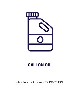 gallon oil icon from construction tools collection. Thin linear gallon oil, diesel, fuel outline icon isolated on white background. Line vector gallon oil sign, symbol for web and mobile