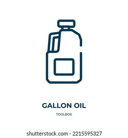 Gallon Oil Icon. Linear Vector Illustration From Toolbox Collection. Outline Gallon Oil Icon Vector. Thin Line Symbol For Use On Web And Mobile Apps, Logo, Print Media.