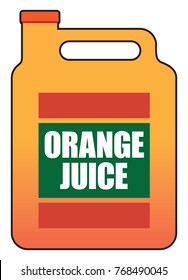 Gallon of orange juice in a plastic container