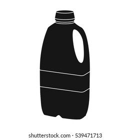 Gallon plastic milk bottle icon in black style isolated on white background. Milk product and sweet symbol stock vector illustration.