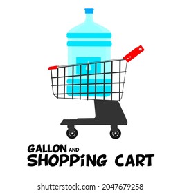 gallon and shopping cart vector