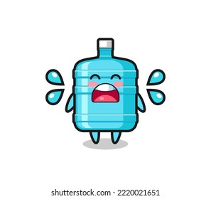 Gallon Water Bottle Cartoon Illustration With Crying Gesture , Cute Design