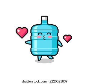 gallon water bottle character cartoon with kissing gesture , cute design