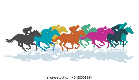 Gallop Horse Racing Isolated - Illustration