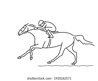 Gallop on a race horse, vector sketch