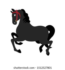 Galloping black horse vector illustration silhouette
