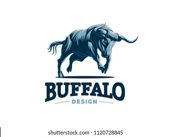 A galloping bull. Vector illustration. Vector logo.