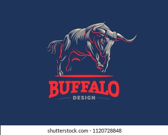 A galloping bull. Vector illustration. Vector logo.