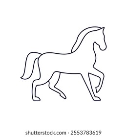 Galloping Horse icon line art silhouette vector illustration, white background, black