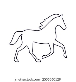 Galloping Horse icon line art silhouette vector illustration, white background, black