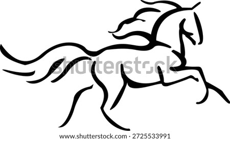 A galloping horse illustration with flowing mane in dynamic motion