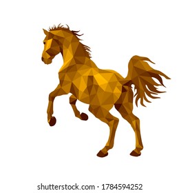 caballo galopante, imagen aislada sobre un fondo blanco al estilo de popa baja