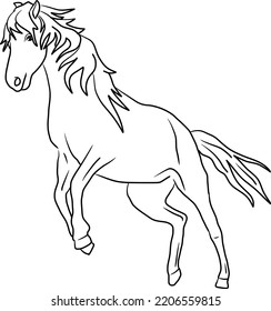 Galloping Horse Line Art Vector Drawing Stock Vector (Royalty Free ...