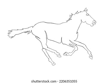 Galloping horse lineart vector illustrations 