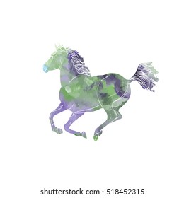 galloping horse on a white background. The spotted stallion zombie, vector illustration