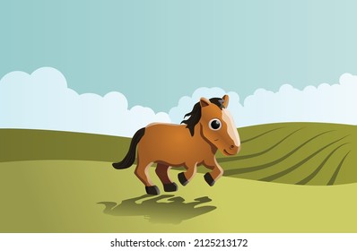 Galloping horse out in the open field vector