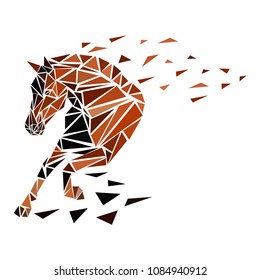 Galloping horse, particles  Running from brown icon illustration vector design