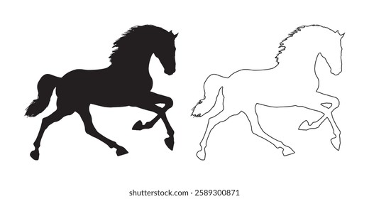 Galloping Horse Silhouette - Beautiful Horse Vector for Art
